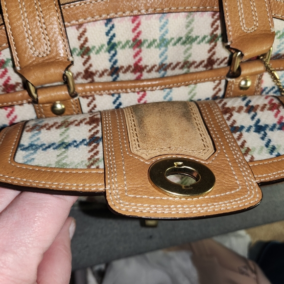 Highly Sought Out Vintage Coach F13390 Tattersall Tweed Satchel - Picture 10 of 12